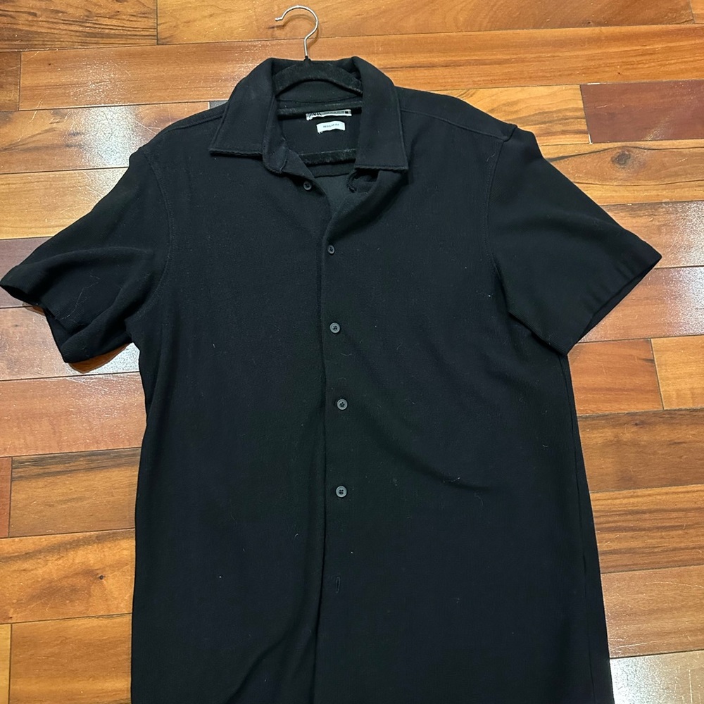 Zara Men's Black Casual Button Down Shirt
